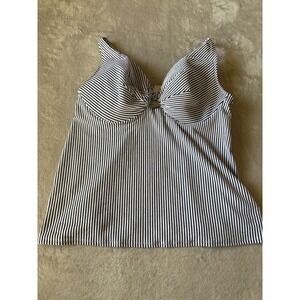 Swim‎ By Cacique Women's 42 DDD Blue Stripe Balconette Tankini Top  Beach